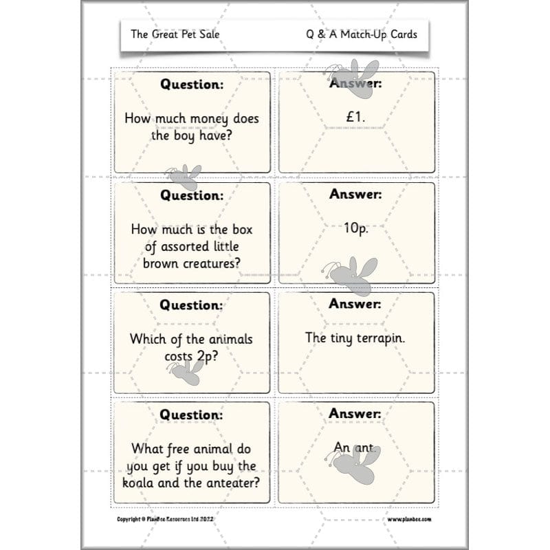 PlanBee The Great Pet Sale Resources KS1 | Year 1 English | PlanBee