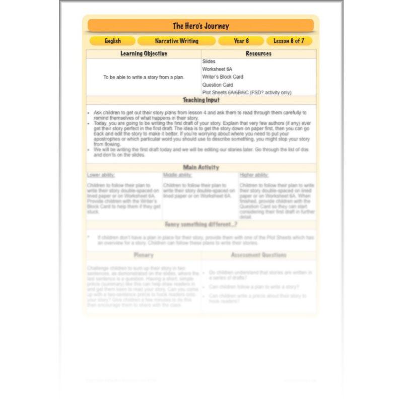 PlanBee The Hero's Journey Lesson Plan Pack | Year 6 Creative Writing