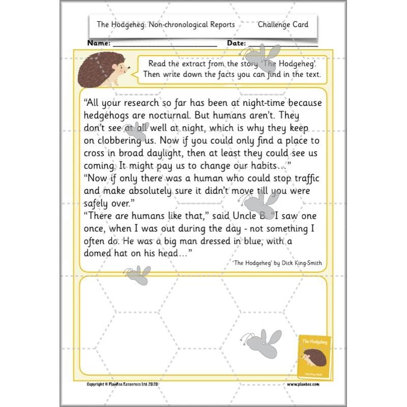 PlanBee The Hodgeheg Activities Non-Chronological Reports Year 2