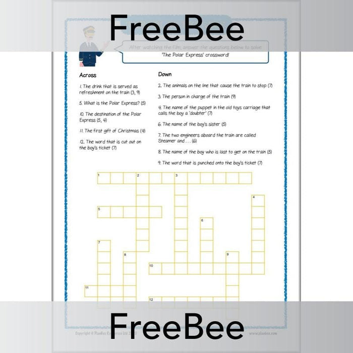 Free The Polar Express Activities Pack Crossword by PlanBee