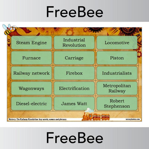 PlanBee Railway Revolution Word Bank | PlanBee FreeBees