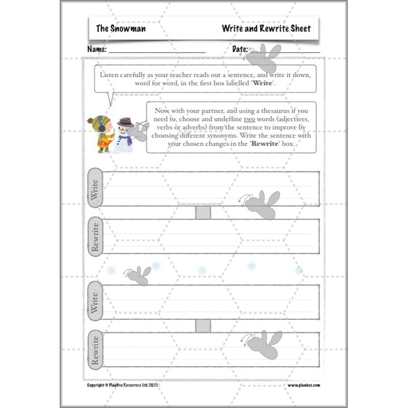 PlanBee The Snowman Activities Planning Pack | Year 3 English lessons