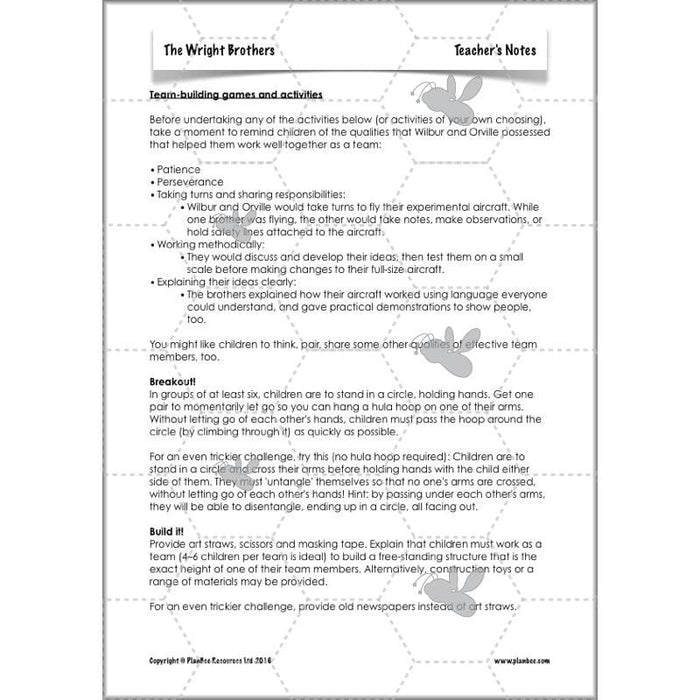 PlanBee The Wright Brothers Lesson Plans by PlanBee