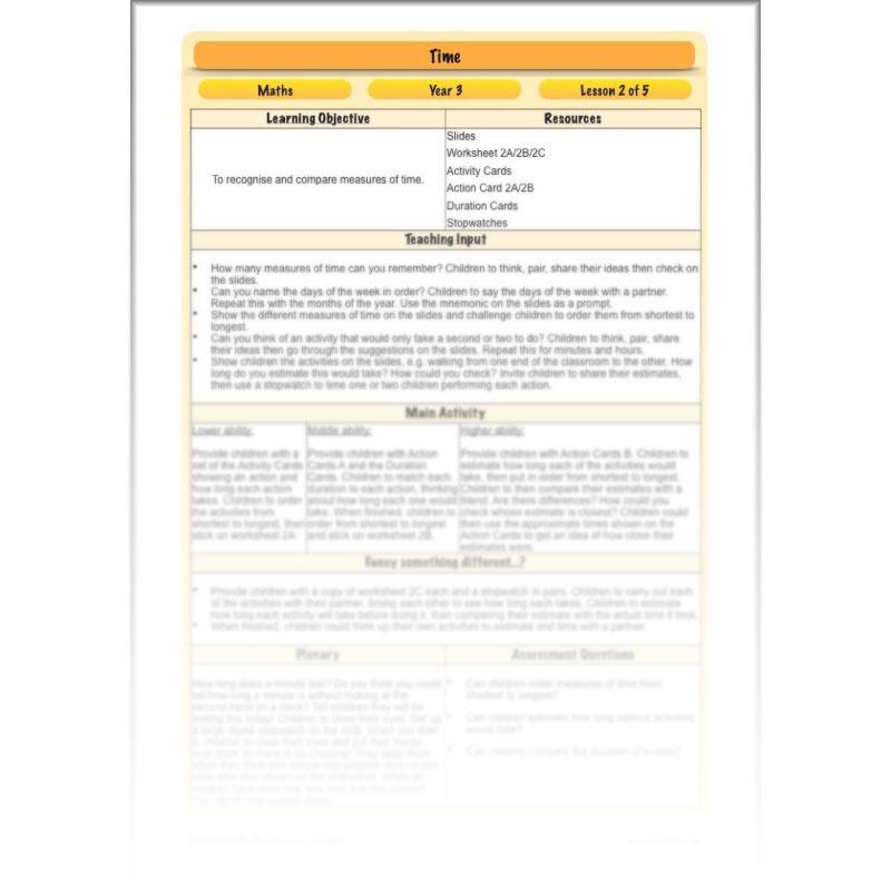 PlanBee Time: Year 3 Maths Lesson Plans, Word Problems and Worksheets