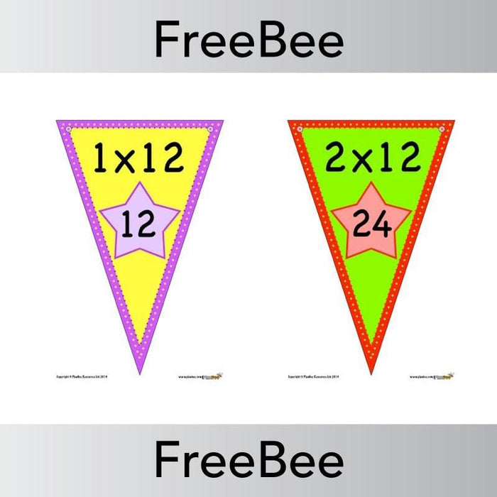 PlanBee Times Tables Bunting x12 | PlanBee FreeBees