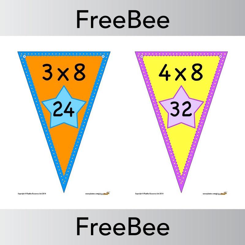 PlanBee Times Table Bunting x8 | PlanBee FreeBees