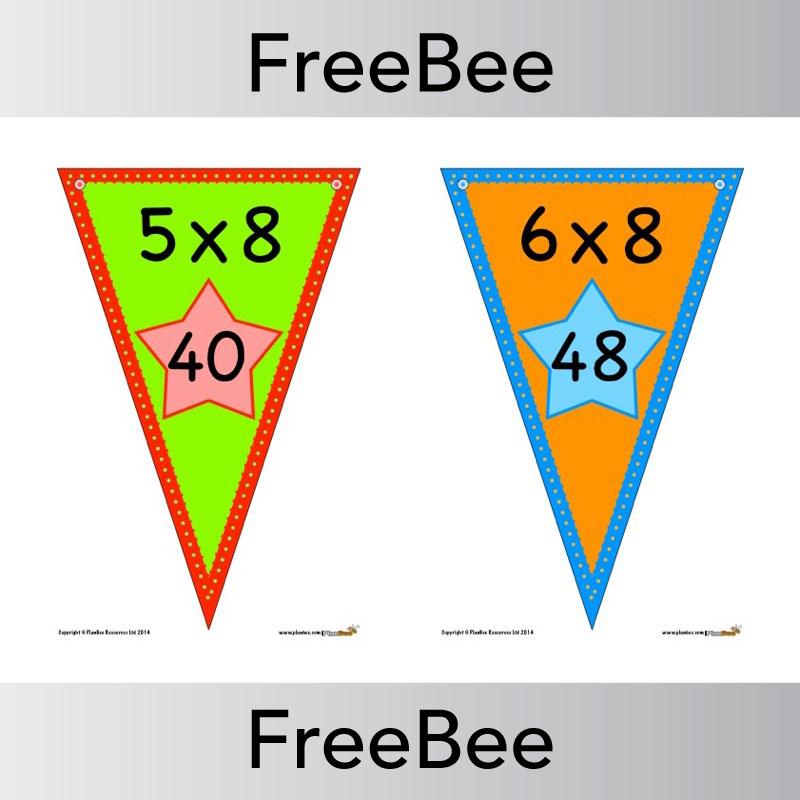 PlanBee Times Table Bunting x8 | PlanBee FreeBees