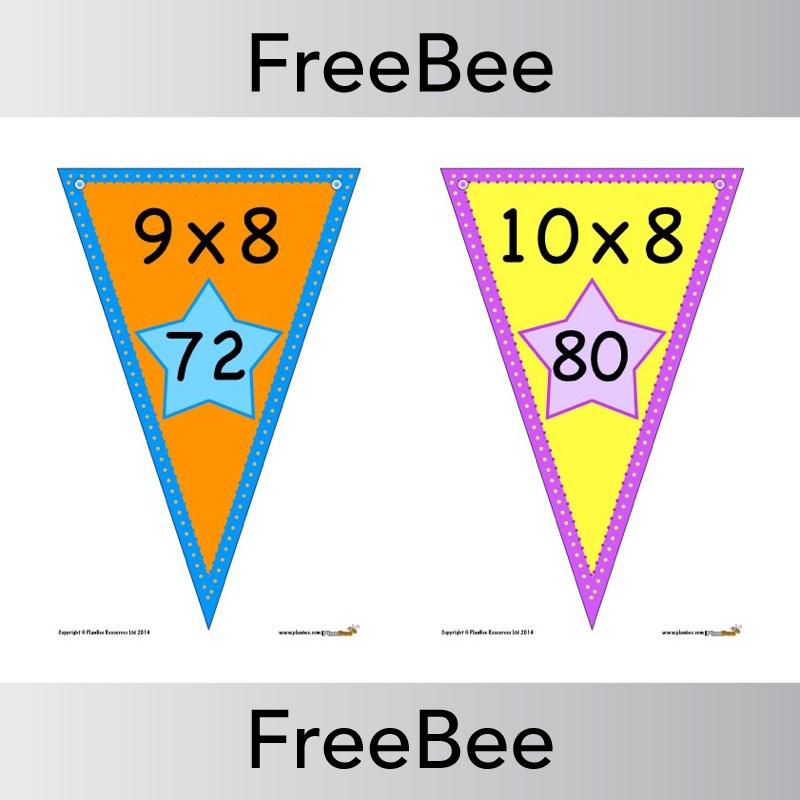 PlanBee Times Table Bunting x8 | PlanBee FreeBees