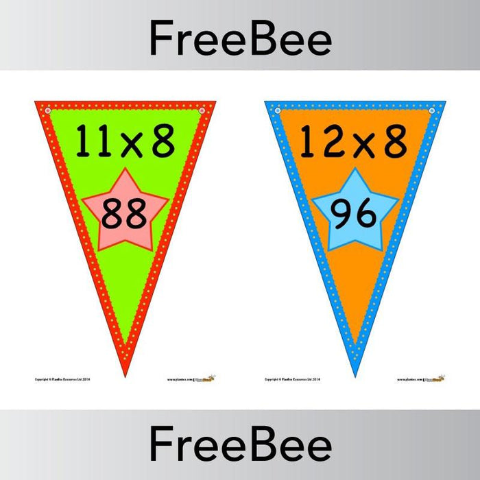 PlanBee Times Table Bunting x8 | PlanBee FreeBees