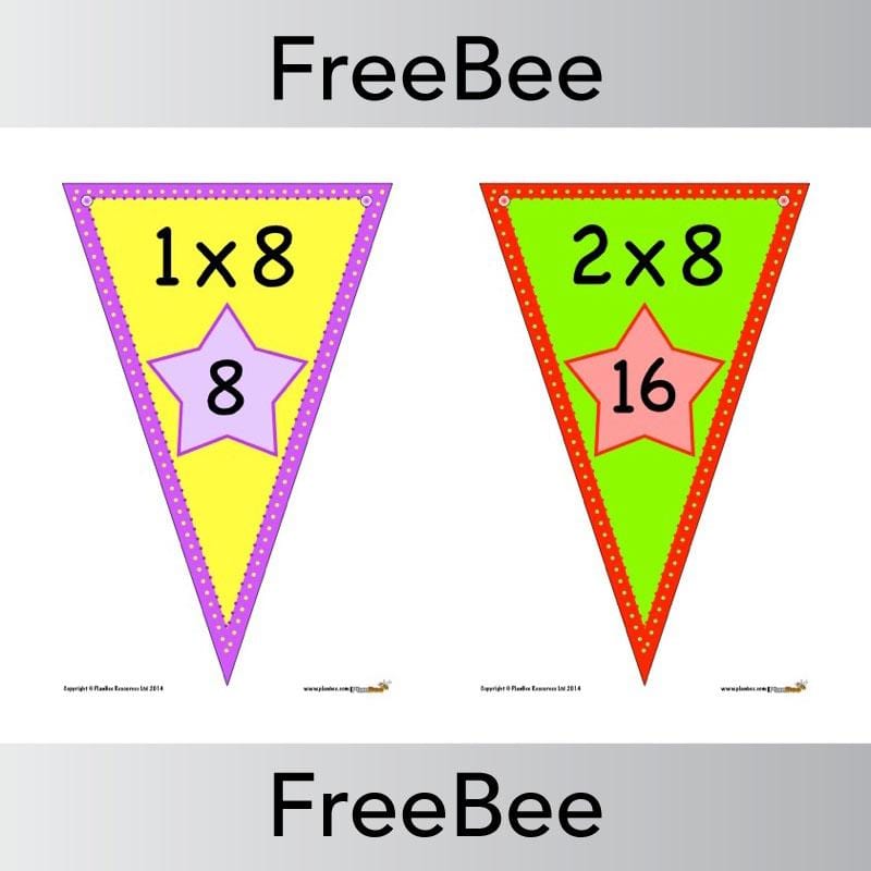 PlanBee Times Table Bunting x8 | PlanBee FreeBees