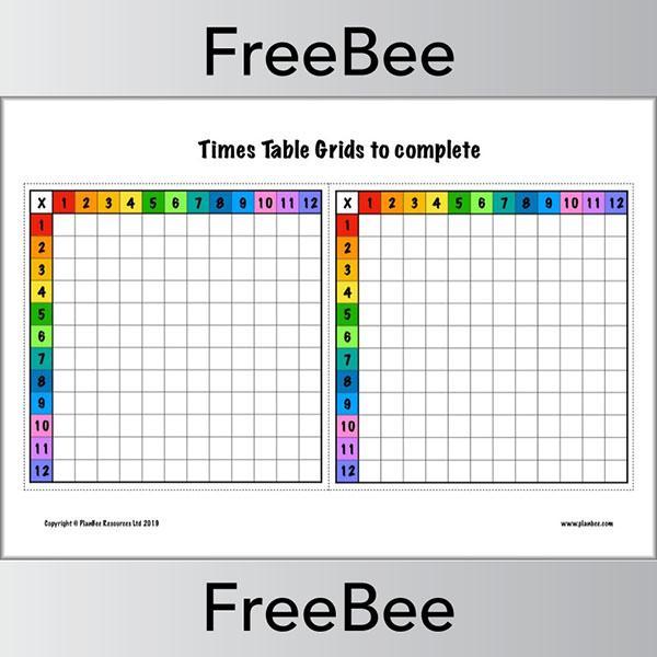 PlanBee Free Times Table Grid Printable Resources by PlanBee