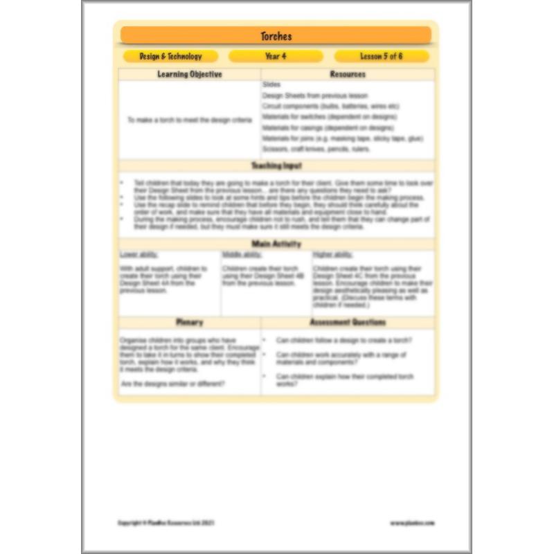PlanBee Torches KS2 | Year 4 DT lessons | PlanBee