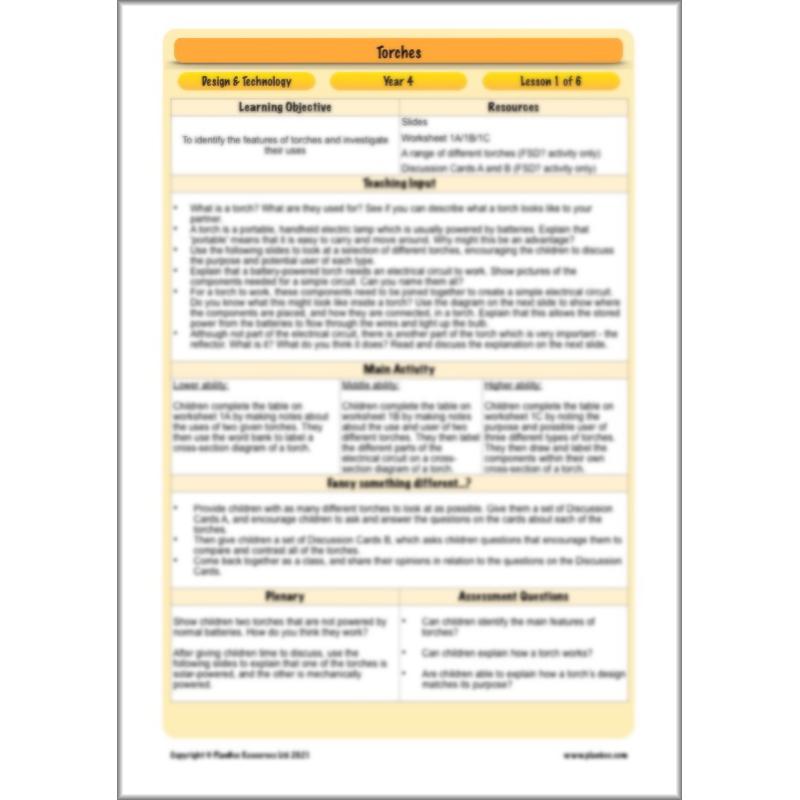 PlanBee Torches KS2 | Year 4 DT lessons | PlanBee