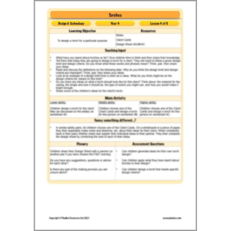 PlanBee Torches KS2 | Year 4 DT lessons | PlanBee