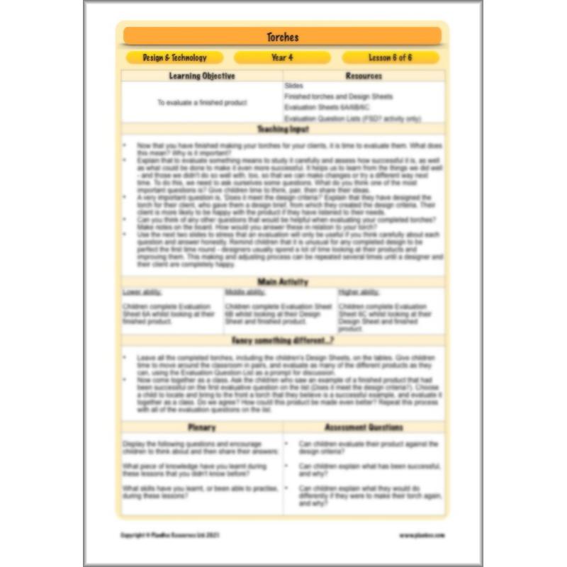 PlanBee Torches KS2 | Year 4 DT lessons | PlanBee