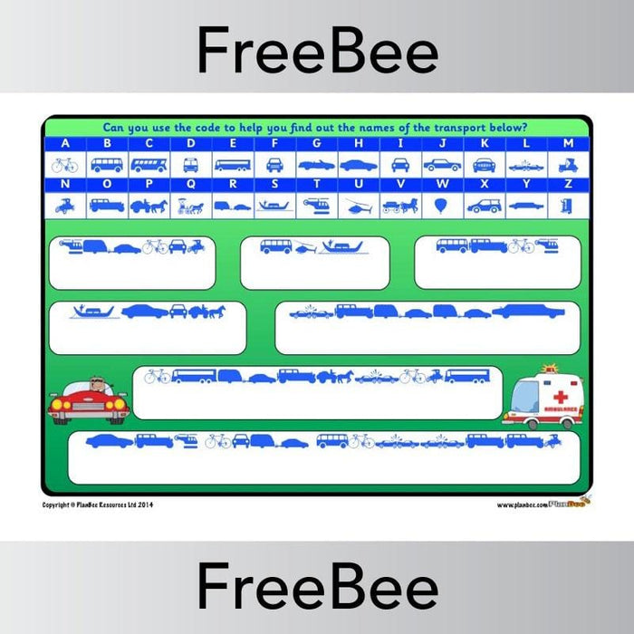 PlanBee Free Travel and Transport Code Breaker | PlanBee FreeBees