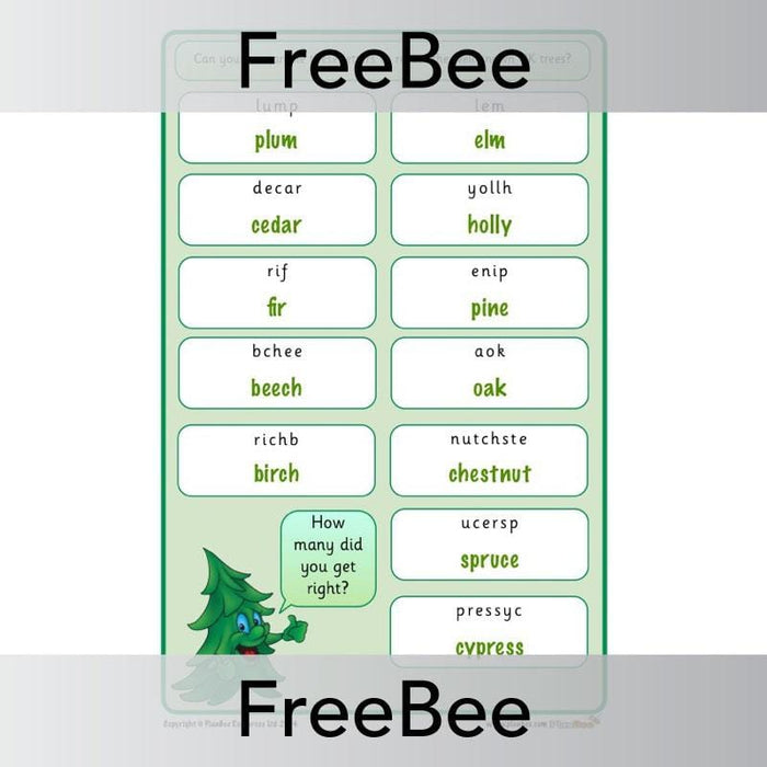 PlanBee FREE Tree Anagrams KS1 | PlanBee FreeBees