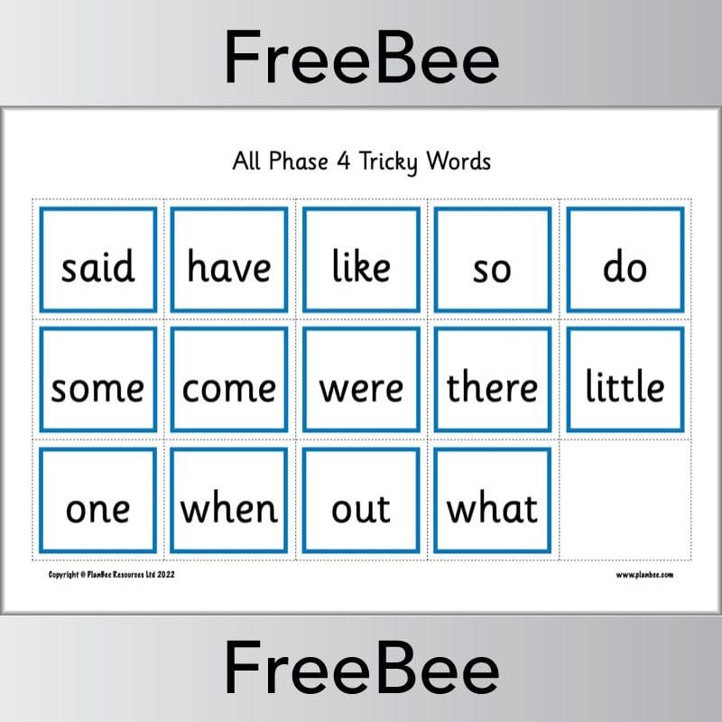 Downloadable Phase 4 Tricky Words Bingo Pack by PlanBee