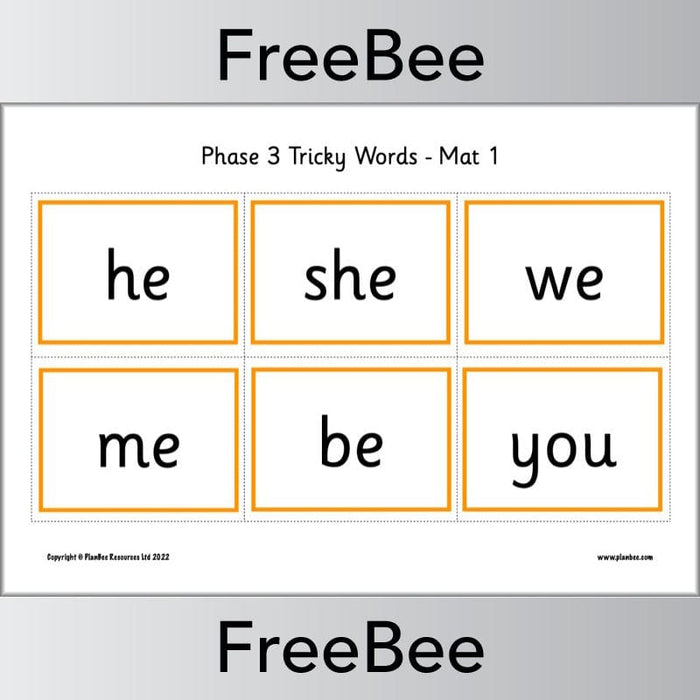 Downloadable Phase 3 Tricky Words Bingo Pack by PlanBee