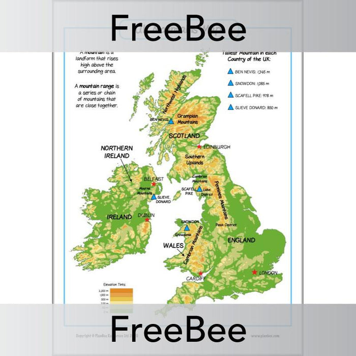 PlanBee FREE UK Mountains KS2 Poster | Geography Resources
