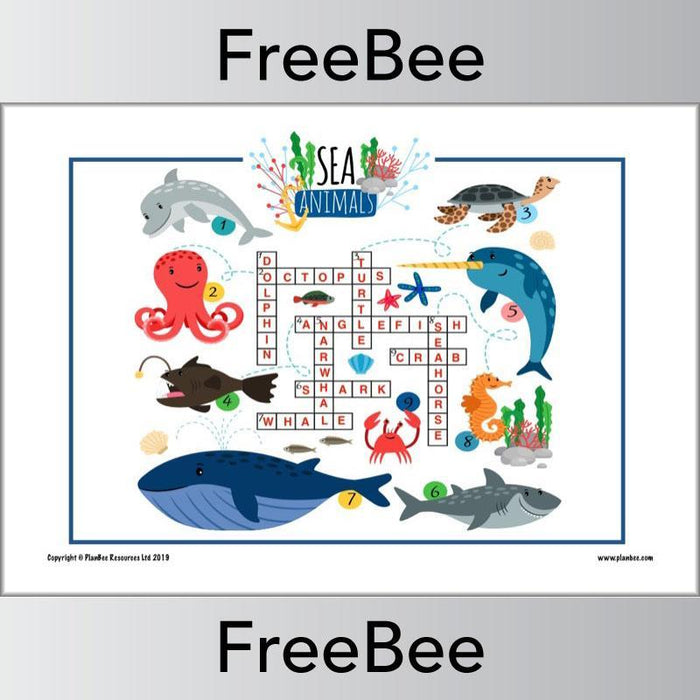 PlanBee Under the Sea Crossword Puzzle by PlanBee
