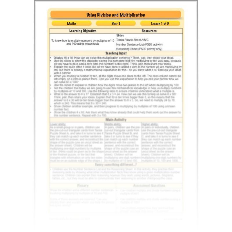 PlanBee Multiplying by Multiples of 10 and 100 - Year 3 Primary Maths Lesson