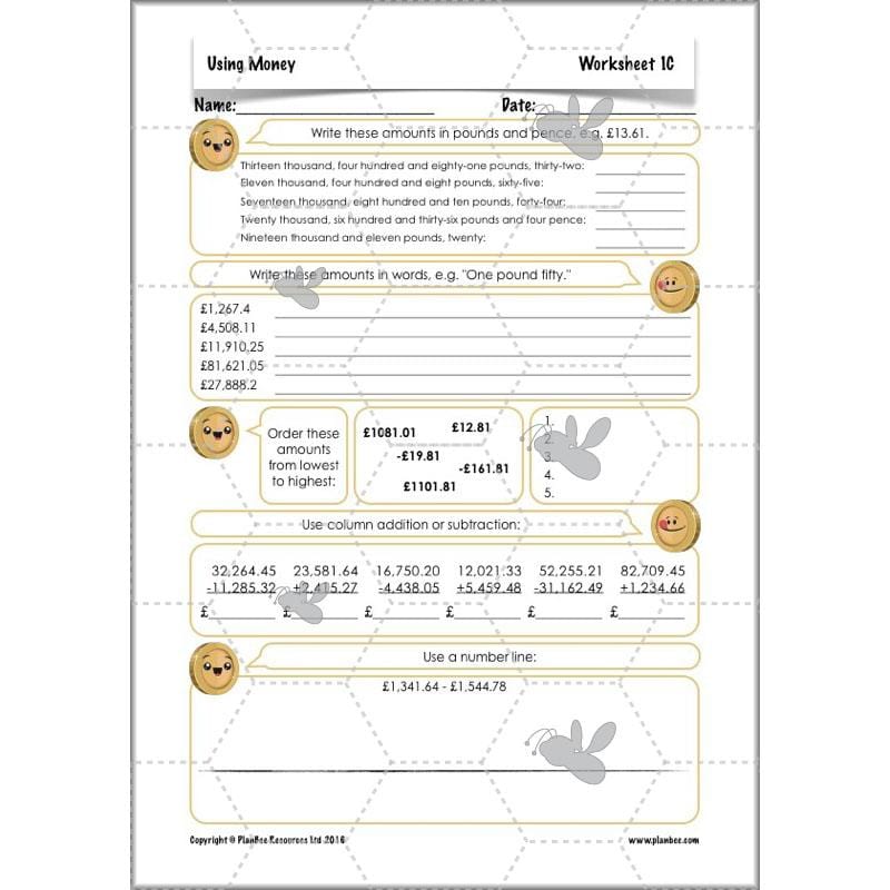 PlanBee Using Money - Complete Year 6 Maths Planning - Measurement