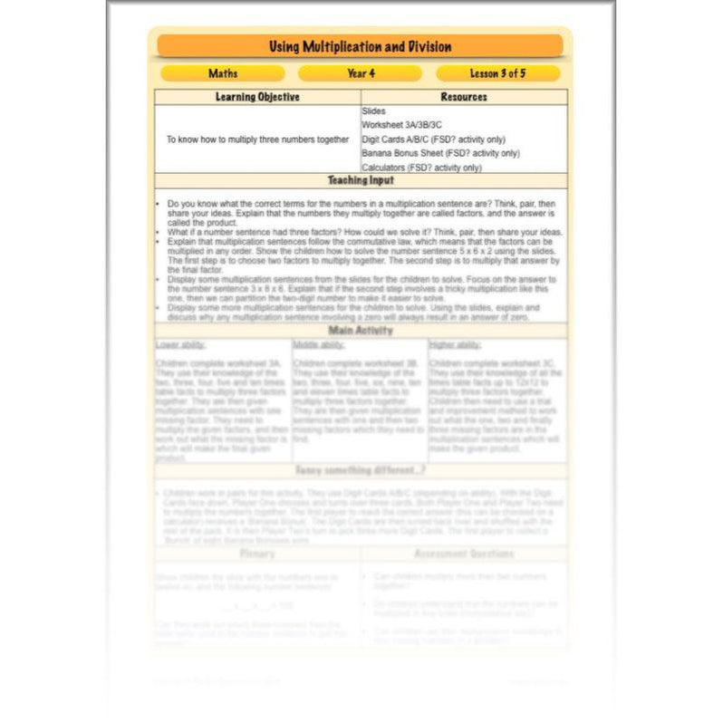 Using Multiplication and Division Year 4 Maths by PlanBee