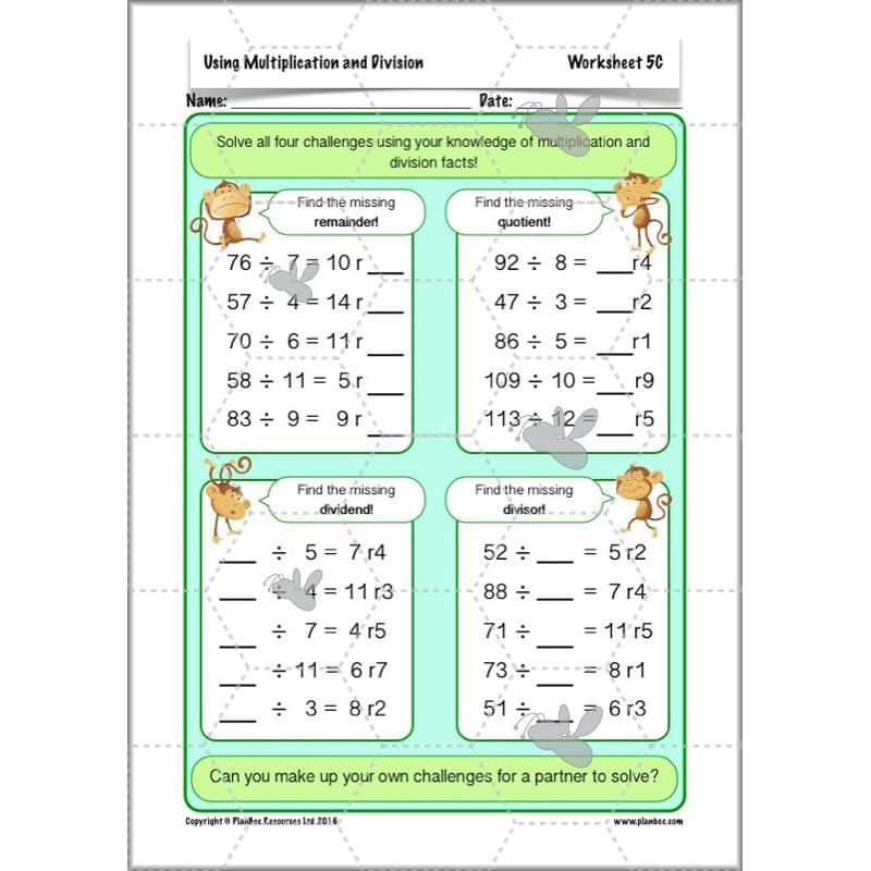 PlanBee Using Multiplication and Division: Year 4 Primary Maths Lesson Plans