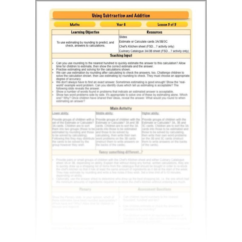 PlanBee Using Subtraction & Addition - Year 6 Maths Planning and Resources
