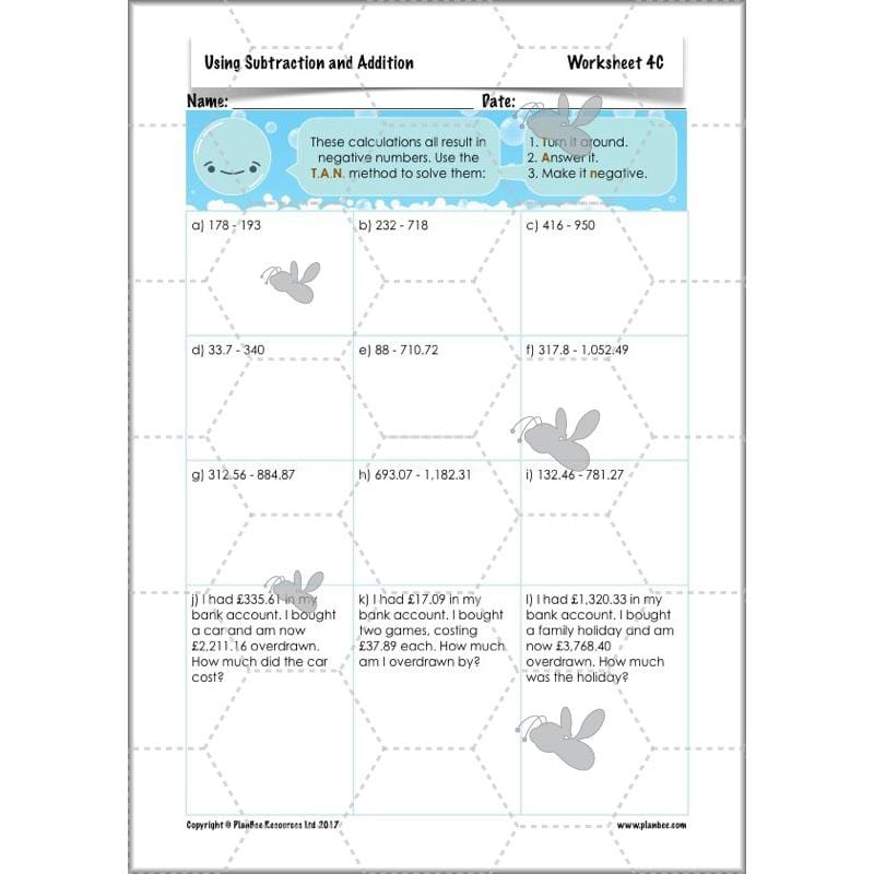 PlanBee Using Subtraction & Addition - Year 6 Maths Planning and Resources