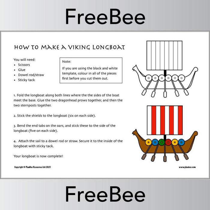 PlanBee FREE Viking Longboat Template Printables by PlanBee