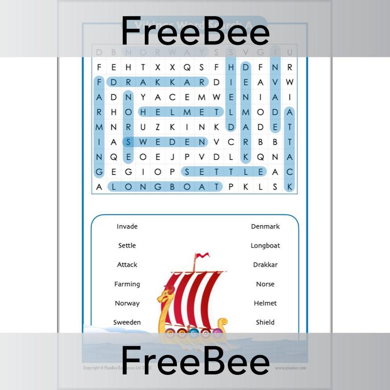 PlanBee FREE Viking Word Search KS2 Viking Raids PlanBee History