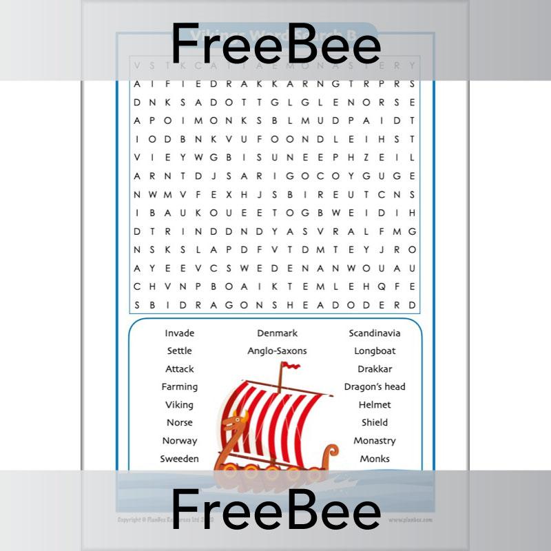 PlanBee FREE Viking Word Search KS2 Viking Raids PlanBee History