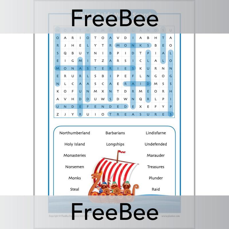 PlanBee FREE Viking Word Search KS2 Viking Raids PlanBee History