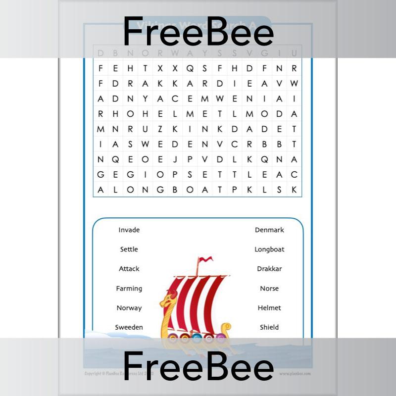 PlanBee FREE Viking Word Search KS2 Viking Raids PlanBee History