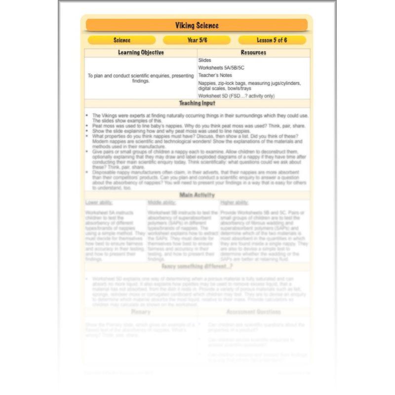 PlanBee Viking Science - Working Scientifically: Year 5 & Year 6 Science