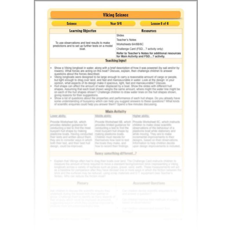PlanBee Viking Science - Working Scientifically: Year 5 & Year 6 Science
