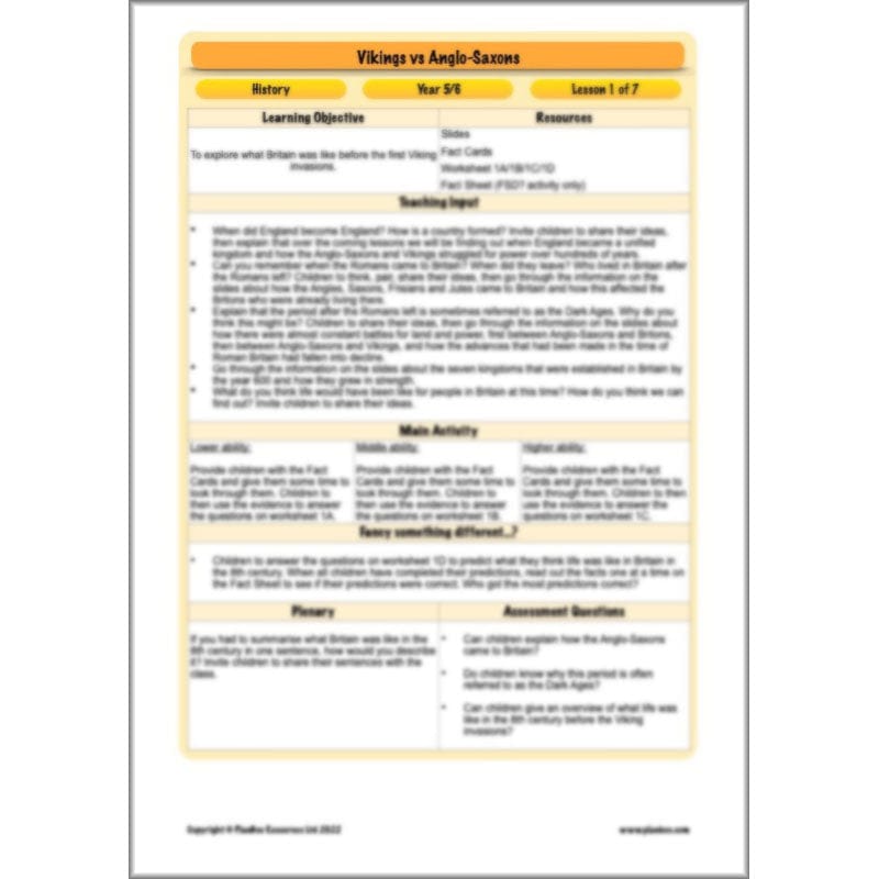 PlanBee Vikings and Anglo Saxons KS2 Planning Pack by PlanBee