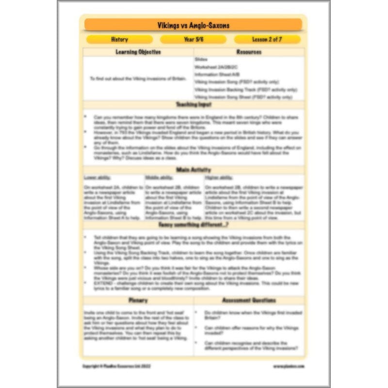 PlanBee Vikings and Anglo Saxons KS2 Planning Pack by PlanBee