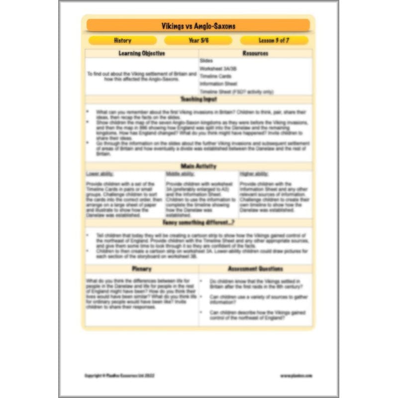PlanBee Vikings and Anglo Saxons KS2 Planning Pack by PlanBee