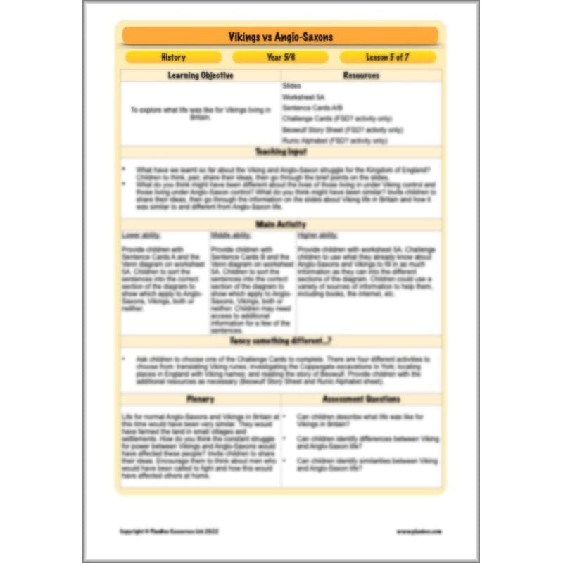 PlanBee Vikings and Anglo Saxons KS2 Planning Pack by PlanBee