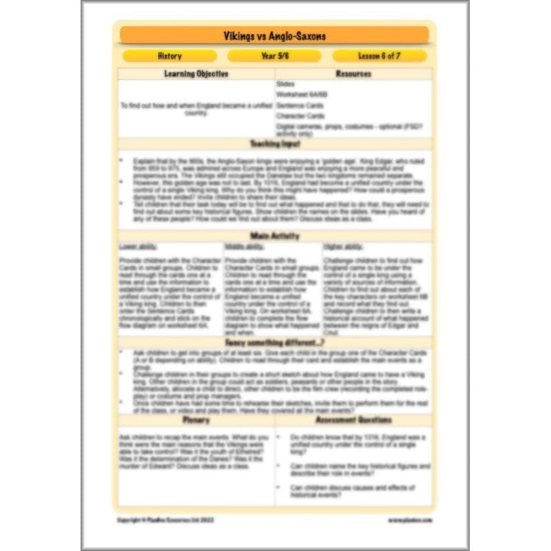 PlanBee Vikings and Anglo Saxons KS2 Planning Pack by PlanBee