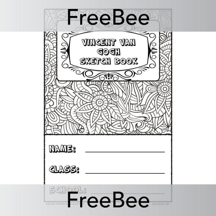 PlanBee Free Vincent van Gogh Sketch Book Cover by PlanBee