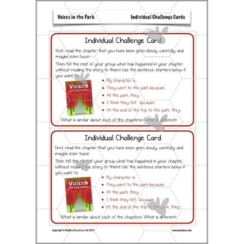 Voices in the Park Activities | Year 5 English lessons | PlanBee