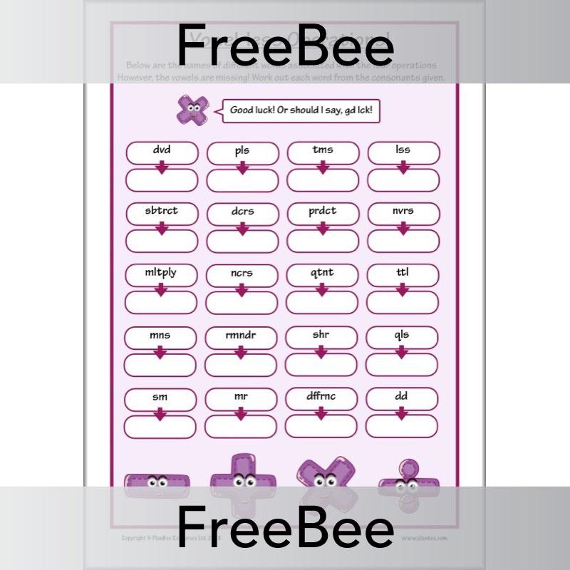 PlanBee Vowel-less Maths Puzzles | Free KS2 Maths Puzzles