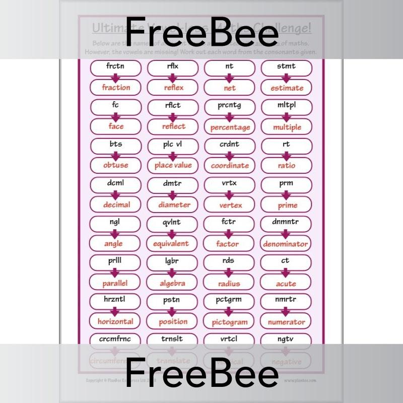PlanBee Vowel-less Maths Puzzles | Free KS2 Maths Puzzles