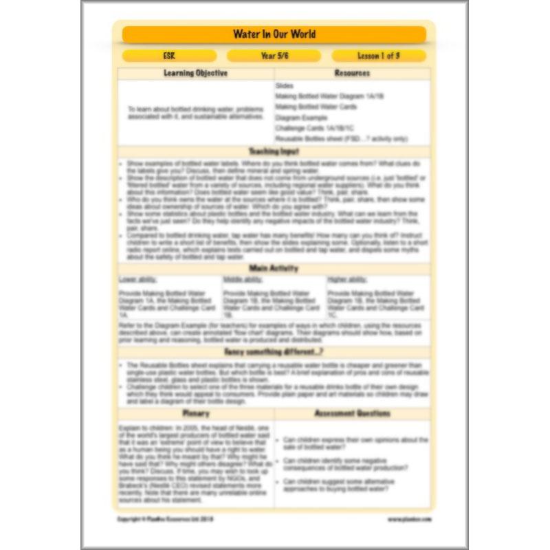 PlanBee Water Topic KS2 Water in our World Lessons by PlanBee