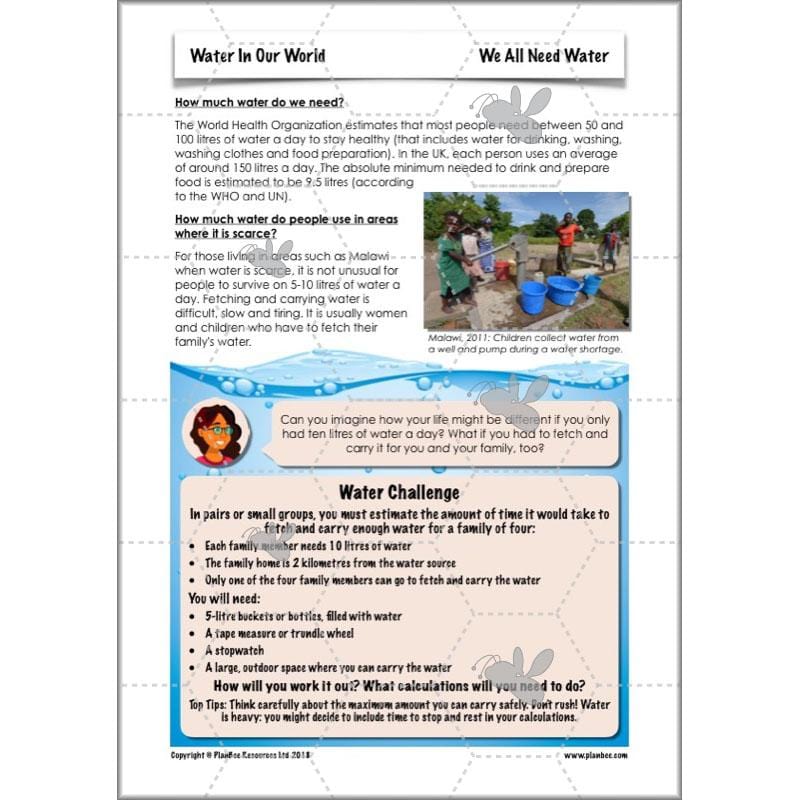 PlanBee Water Topic KS2 Water in our World Lessons by PlanBee