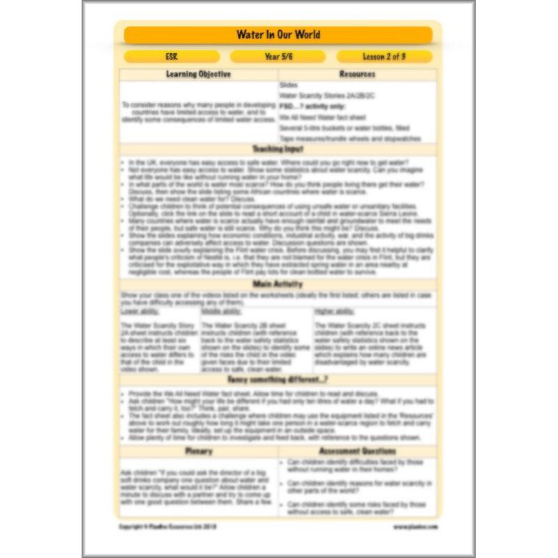 PlanBee Water Topic KS2 Water in our World Lessons by PlanBee